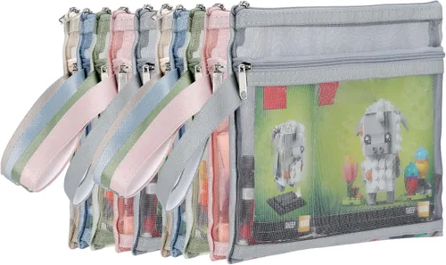 Vista 15 de 4 bolsas plegables de almacenamiento de juguetes, bolsas de conchas marinas de gran capacidad para la playa, bolsa de almacenamiento portátil