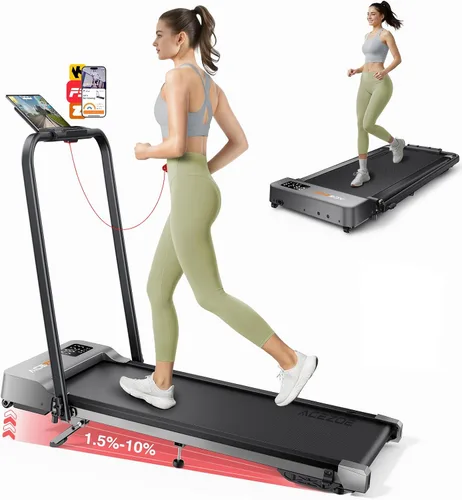 Vista 10 de Acezoe Walking Pad with 10% Incline & Dual LED Display,4 in 1 Foldable Treadmill for Home Small Office, Compact Under Desk Treadmill with Handle