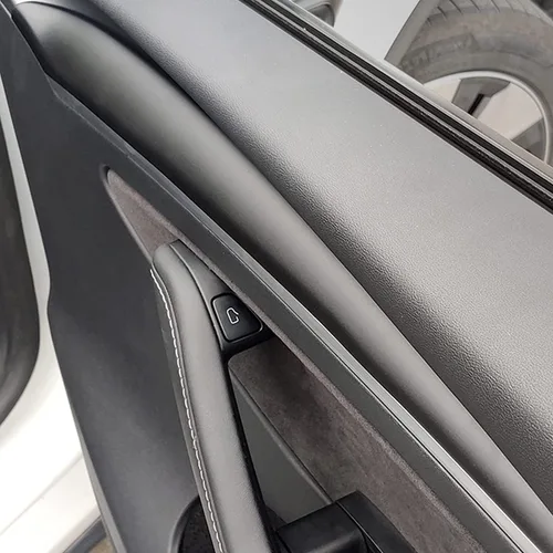 Vista 4 de Cubierta de panel de puerta delantera para Tesla Modelo Y y Modelo 3 2020 2021 2022 2023 (negro mate)