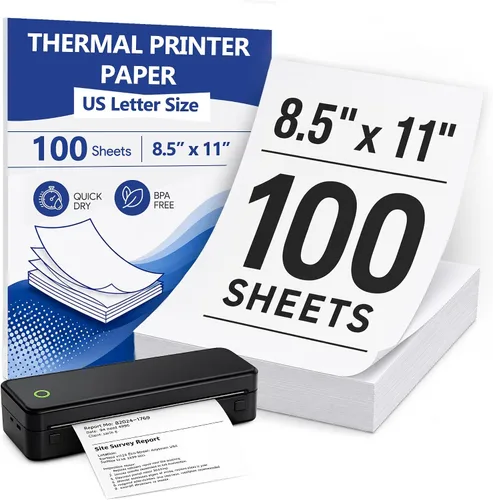 Vista 9 de 50 hojas de papel térmico para impresora térmica de 8.5 x 11 pulgadas