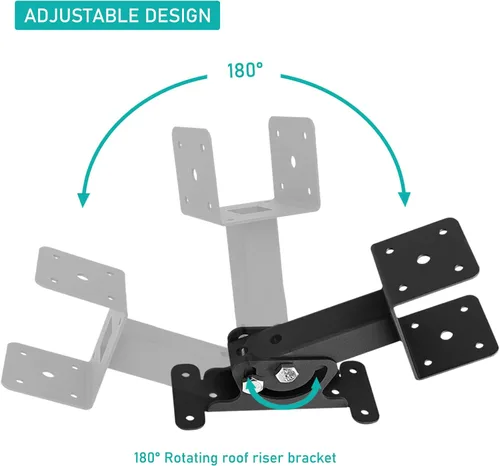 Vista 3 de Kit de soporte de viga elevadora de techo, soportes de pérgola de montaje en techo, soporte de techo ajustable, resistente, negro, poste elevador