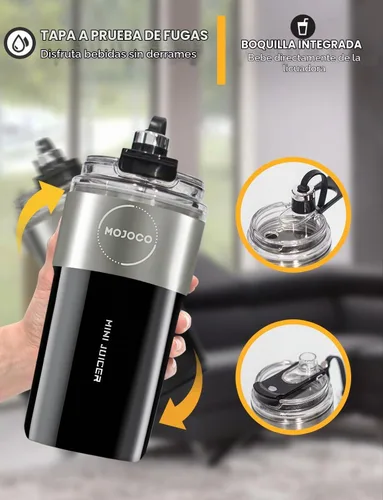Vista 3 de MOJOCO Licuadora personal para batidos – Licuadora aislada al vacío para frutas y verduras – Licuadoras portátiles recargables con hoja de acero