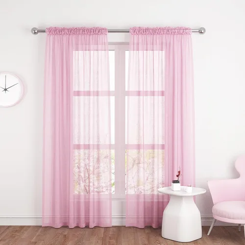 Vista 105 de UPOPO Paneles de Cortina Beige Pequeños Cortinas Transparentes de Gasa de 16 Pulgadas de Largo Cortinas de Cocina de Voile con Textura de Lino