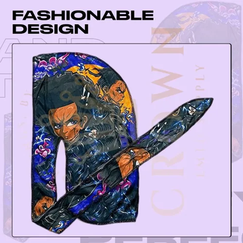 Vista 7 de Art Silky Durag con colas largas y anchas, durags de tela de seda suave satinada para mayor comodidad y compresión