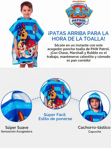 Vista 6 de Paw Patrol Poncho de toalla con capucha para niños talla única