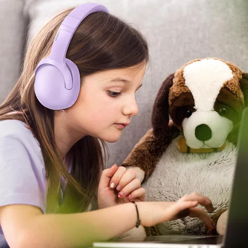 Vista 6 de LORELEI B-E5 - Auriculares Bluetooth para niños, auriculares inalámbricos para niños, plegables, 40 horas de reproducción, micrófono incorporado