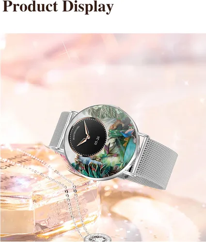 Vista 2 de Reloj inteligente para mujer, reloj inteligente Bluetooth para iPhone Android (respuesta/hacer llamadas) con AI, 1.32 pulgadas, esfera