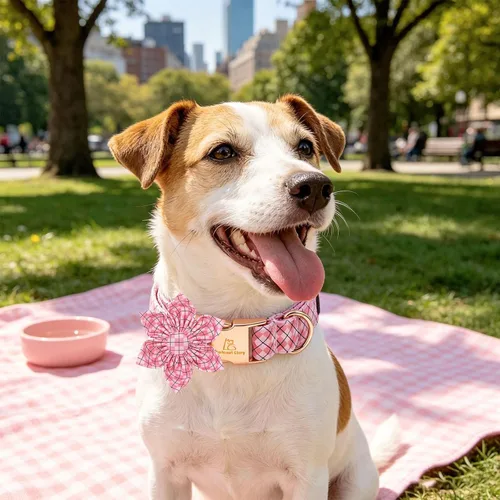 Vista 49 de Collar de perro Lionheart Glory, collar de perro rosa con flor, lindo collar para mascotas con patrón floral ajustable para perros pequeños Rosado