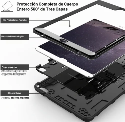 Vista 2 de TIMISM Funda para iPad Air 2, grado militar a prueba de golpes y a prueba de golpes con soporte Funda protectora resistente de 3 capas para iPad