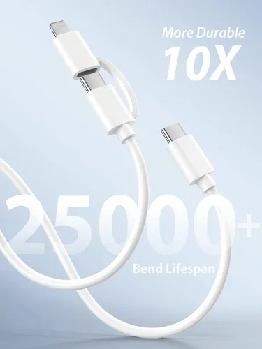 Vista 5 de Quntis Cable USB C a C/Lightning 2 en 1, paquete de 2 cables de carga múltiple USB C de 6.6 pies para iPhone 15 16 [certificado MFi], cable de carga