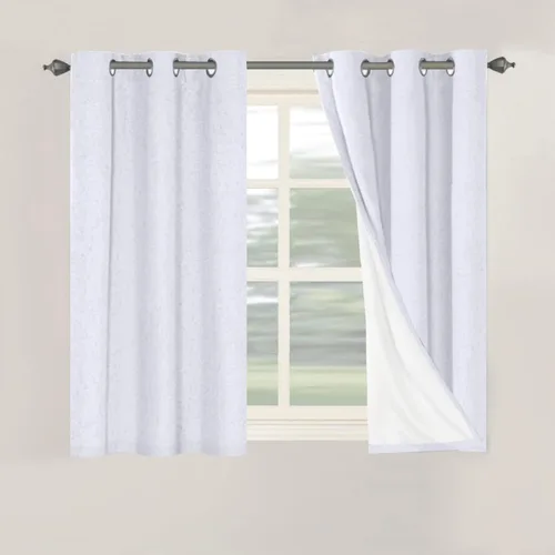 Vista 233 de H.VERSAILTEX Cortinas 100% opacas con aislamiento térmico, texturizadas, de lino, con bloqueo completo de calor y luz, para sala de estar y Negro