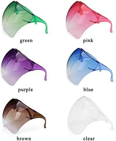 Vista 4 de YAMEIZE Gafas de sol con visera Futuristic Shield de gran tamaño con parte superior plana cubierta completa gafas a prueba de viento