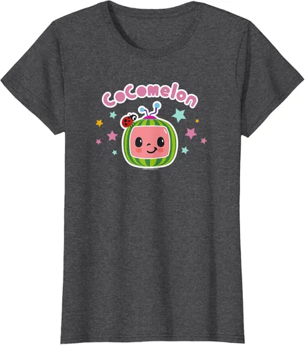 Vista 3 de CoComelon Camiseta clásica con logotipo de cara sonriente centrada, Negro