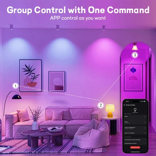 Vista 7 de Bombilla inteligente KL110, WiFi LED Magic Home Smart Bulb APP funciona con Alexa y Google Assistant, E26 A19 regulable, 2.4 GHz, no requiere