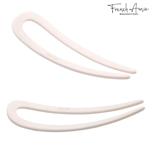 Vista 7 de French Amie Slick Ivory - Pin de pelo hecho a mano con acetato de celulosa en U (marfil)