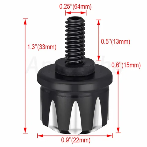 Vista 3 de Amazicha Tornillo de tornillo de asiento negro de acero inoxidable compatible con asiento Harley Davidson con rosca de 1/4 "-20