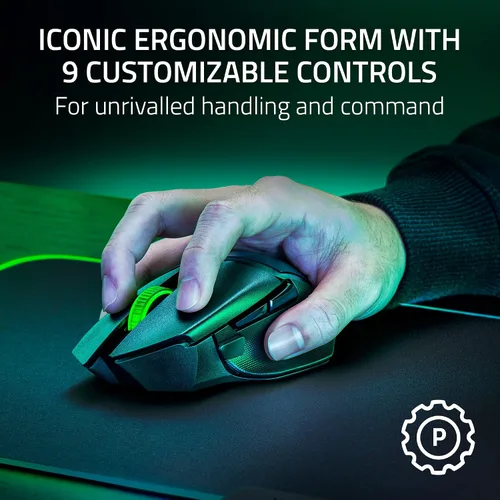 Vista 2 de Razer Basilisk V3 X HyperSpeed Ratón Inalámbrico Personalizable para Juegos: Interruptores Mecánicos Gen-2-5G Sensor Óptico Avanzado 18K - Chroma