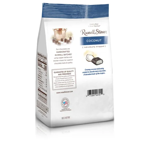 Vista 3 de Russell Stover Bolsa Mini de Chocolate Oscuro con Coco de 6 Onzas Russell Stover Bolsa de Bombones de Chocolate con Coco; Dulce Coco Cubierto