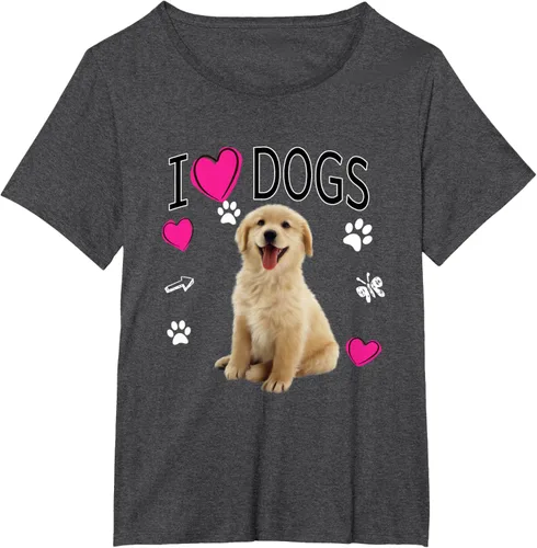Vista 22 de Camiseta I Love Dogs - Camiseta Golden Labrador retriever, Azul Negro