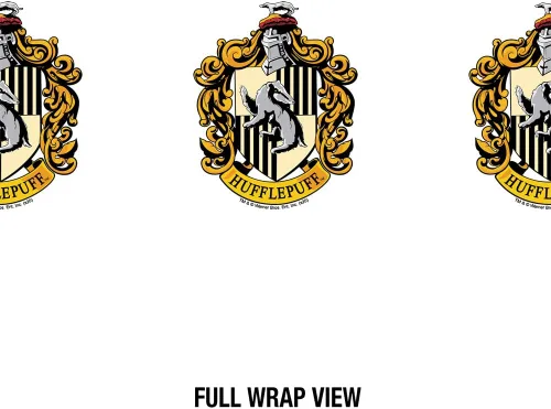 Vista 3 de Harry Potter OFICIAL Hufflepuff Crest - Botella de agua aislada de 24 onzas, resistente a fugas, acero inoxidable aislado al vacío con tapa