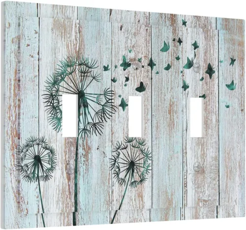 Vista 26 de Cubiertas Decorativas para Placas de Interruptor Diente de León Azul Rústico Citas Inspiradoras Casa de Campo Tablón de Madera Gris 1 Gang Cubierta