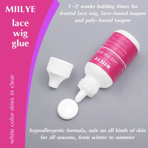 Vista 7 de MIILYE Juego de spray de pegamento para peluca para encaje frontal Pegamento blanco y removedor con banda de fusión Kit de encaje