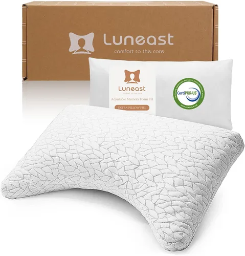 Vista 9 de Almohadas de espuma viscoelástica para dormir, almohada de cama ajustable y transpirable para dormir de lado, espalda y estómago, funda de almohada