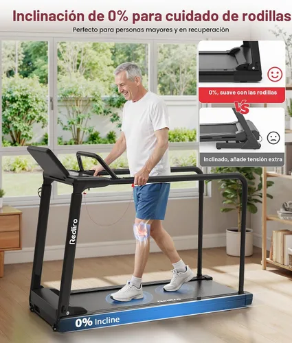 Vista 6 de Redliro Backwards Treadmill for Seniors with Long Handrails - 0.3 MPH Start