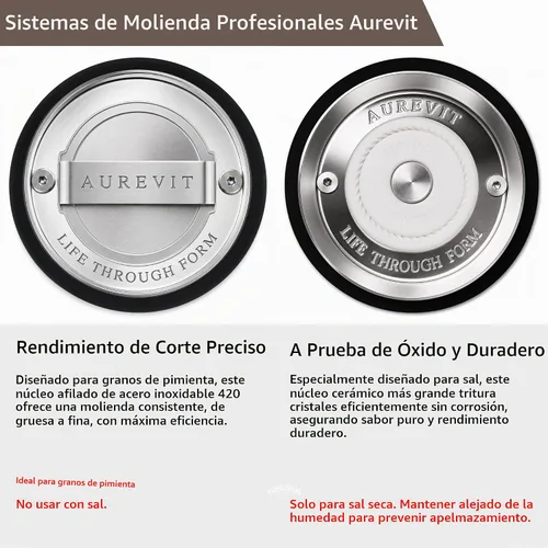 Vista 2 de Molinillo de pimienta de metal con núcleo de acero inoxidable, molinillo de pimienta de alto rendimiento resistente con grosor ajustable