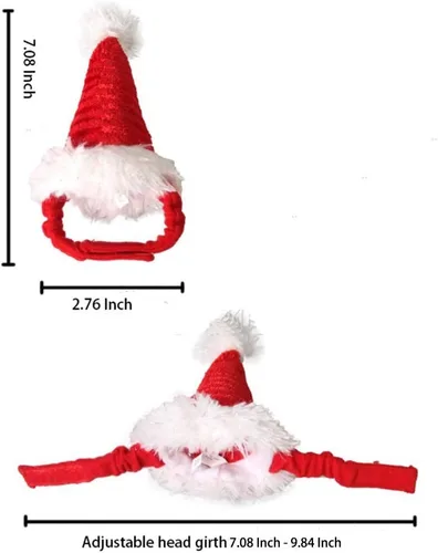 Vista 5 de ANIAC Sombreros de hámster de Navidad, disfraz de conejillo de indias, mini sombrero de Santa para gatito, chinchilla, conejo, erizo, hurón