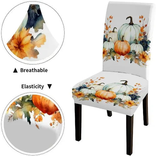 Vista 48 de CAPSCEOLL Christmas Dining Chair Covers,Snowflakes Festive Winter Pattern Stretch Chair Covers for Dining Room Set of 2 Washable Spandex Parson