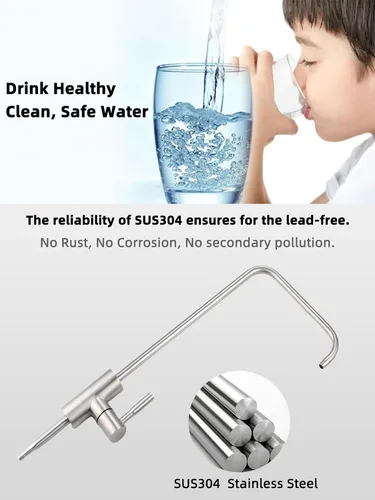 Vista 2 de Grifo de agua potable,Grifo de filtro de agua sin plomo,Grifos de ósmosis inversa fáciles de instalar para fregadero de barra de cocina, acero