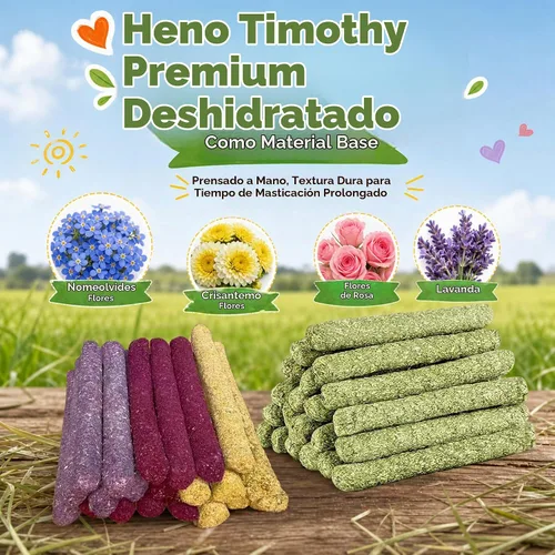 Vista 5 de 40 piezas de palitos de heno naturales para masticar conejo