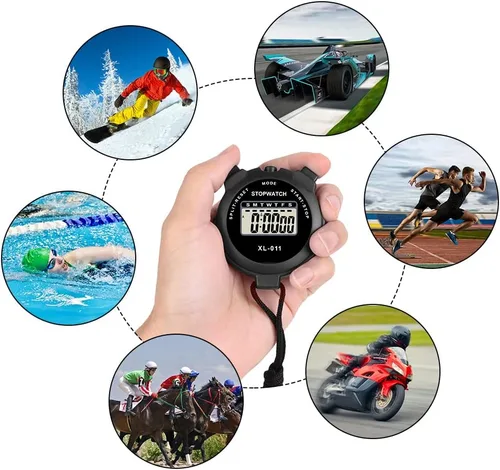 Vista 7 de Vicloon Temporizador deportivo digital, cronómetro de viaje simple con pantalla grande, temporizador dividido de una sola vuelta, fecha de alarma