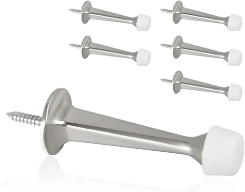 Vista 10 de Paquete de 2 topes rígidos sólidos para puerta, protectores de pared resistentes con puntas de goma suave, color negro