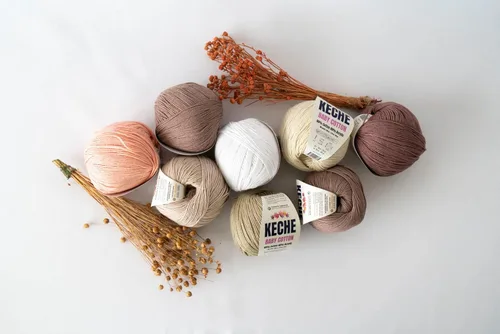 Vista 8 de Keche Hilo de Algodón, 60% Algodón 40% Hilo Acrílico, Hilo de Algodón Suave para Crochet y Tejer, Hilo Amigurumi 1 Madeja/Bola 1.76 Oz (50g) / 180