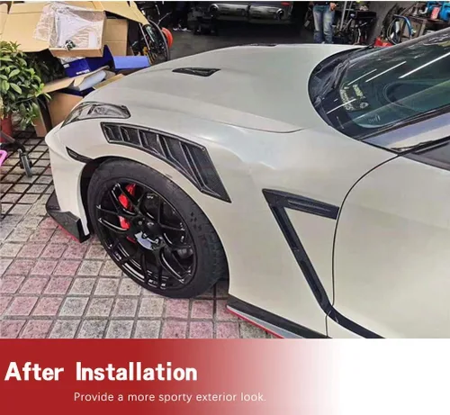 Vista 3 de Fibra de carbono Fender Vents Air Scoops Trim encaja para Nissan GTR Base Coupé 2008-2016