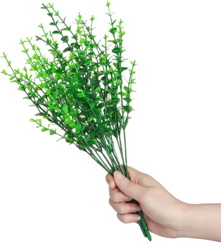 Vista 8 de 2 plantas artificiales de vegetación artificial, plantas artificiales de plástico, arbustos, vegetación, resistentes a los rayos UV, plantas