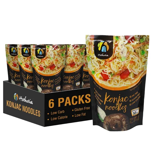 Vista 11 de Hethstia Fideos de Konjac con Fibra de Avena, Fettuccine Shirataki Keto Bajo en Carbohidratos, Pasta de Konjac Sin Gluten, Vegana, Sin Azúcar, Baja