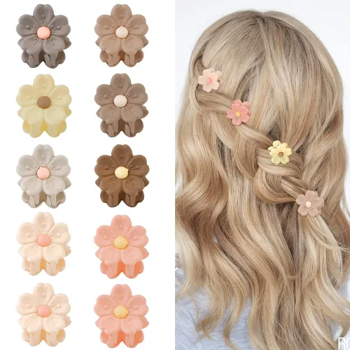 Vista 8 de Ahoney 10 pinzas pequeñas para el cabello, lindas pinzas de 0.77 pulgadas con margaritas de flores para mujeres y niñas, coloridos pasadores