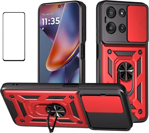 Vista 20 de Funda para Motorola Moto G 5G 2024 con protector de pantalla, funda protectora con protector de cámara, funda protectora con función atril para Moto