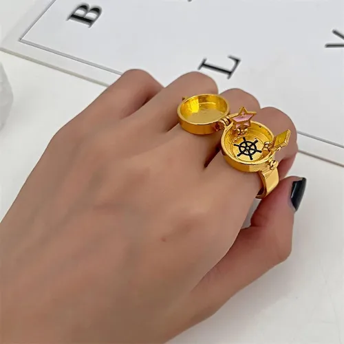 Vista 4 de ALFAAL 3 anillos de mejor amiga, anillo de apertura ajustable de anime para adolescentes, el mejor regalo de joyería de amistad, Metal, Sin piedras
