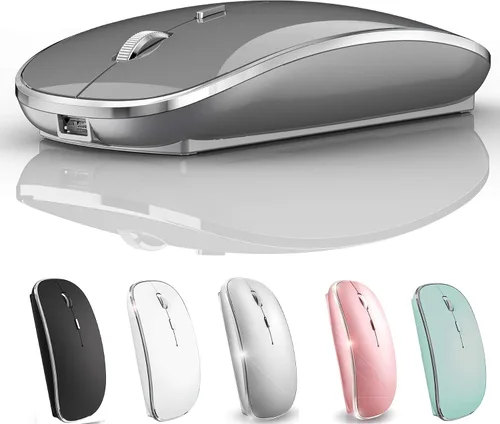 Vista 10 de Ratón Bluetooth recargable inalámbrico Bluetooth Mouse para iPad Pro iPad Air Mac MacBook Pro MacBook Air Laptop Chromebook Windows HP DELL (azul)
