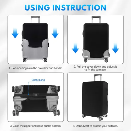 Vista 2 de T Tersely Funda para equipaje de viaje, protector de maleta de elastano, lavable, para equipaje de 18 a 30 pulgadas, protector de equipaje elástico