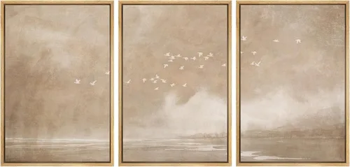 Vista 23 de SIGNWIN Lienzo enmarcado para pared, juego de arte tranquilo con reflejo de lago, acuarela, montaña y agua, ilustraciones modernas, arte abstracto