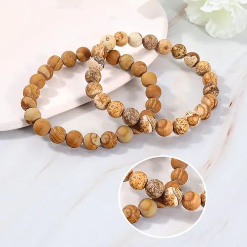Vista 3 de Bivei - Pulsera elástica con cuentas redondas de cristales curativos de Reiki semipreciosos, hecha a mano, de 0.315pulgadas (8 mm)