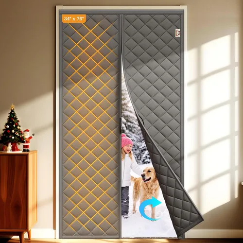 Vista 40 de Yotache - Cortina magnética aislada térmica para puerta, se adapta a puertas de 28 x 78 pulgadas, cortina de 30" x 80", material Oxford resistente a