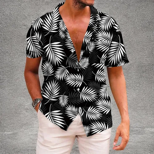 Vista 7 de KYKU - Camisa hawaiana funky para hombre, ropa tropical para vacaciones en Palm Beach