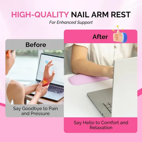 Vista 8 de MelodySusie Reposabrazos para uñas, cojín de cuero sintético suave, reposamanos portátil para arte de uñas de gel acrílico, fácil de limpiar
