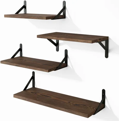 Vista 21 de YGEOMER Estantes flotantes para pared, estantes de pared negros de diferentes tamaños para sala de estar, baño, dormitorio, cocina, decoración